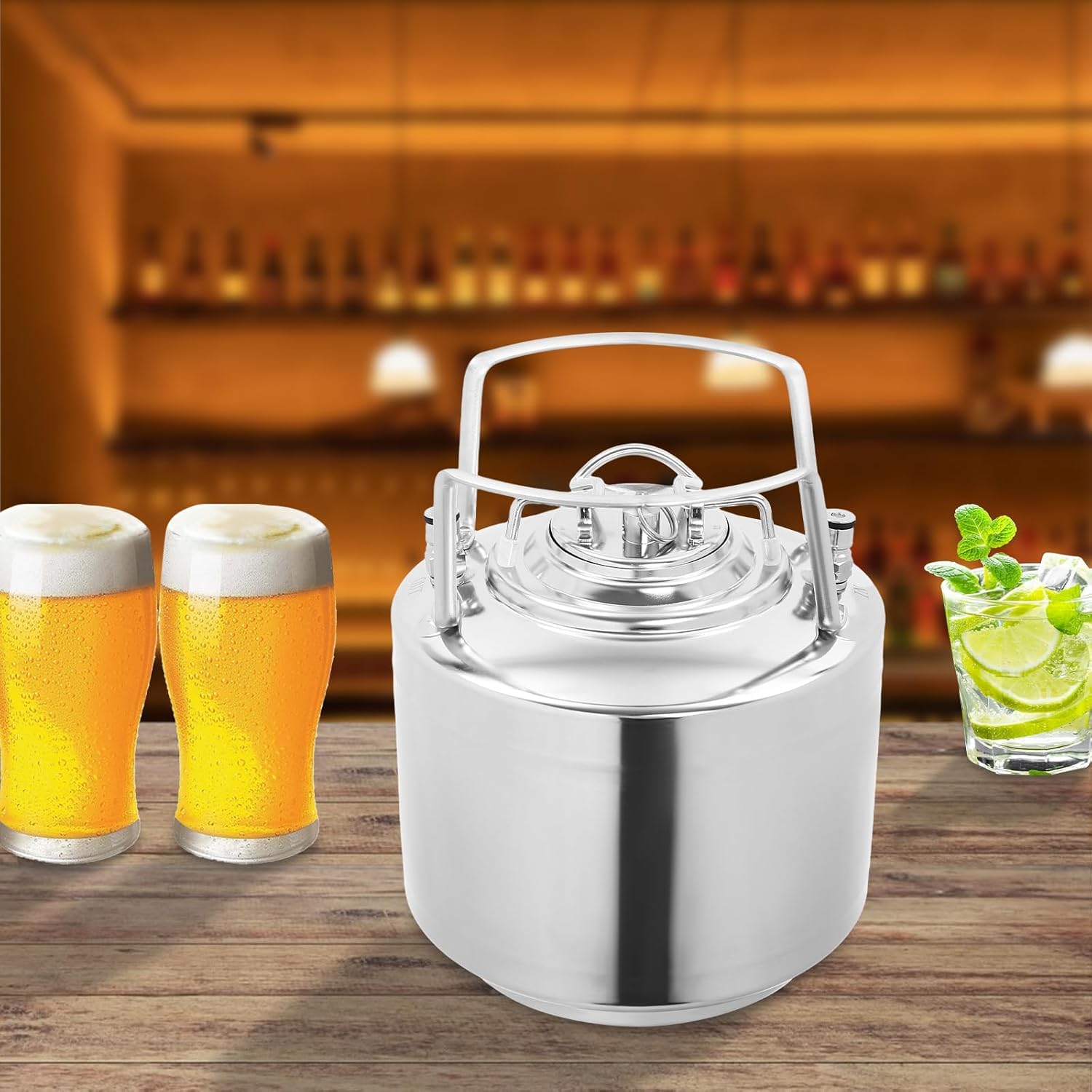 Système De Fût Miniature À Verrouillage À Bille De 6 litres (1,6 Gallon), Cuve De Brassage avec Système De Déconnexion Rapide. Ce Système Assure Une Conduction Thermique Uniforme pour