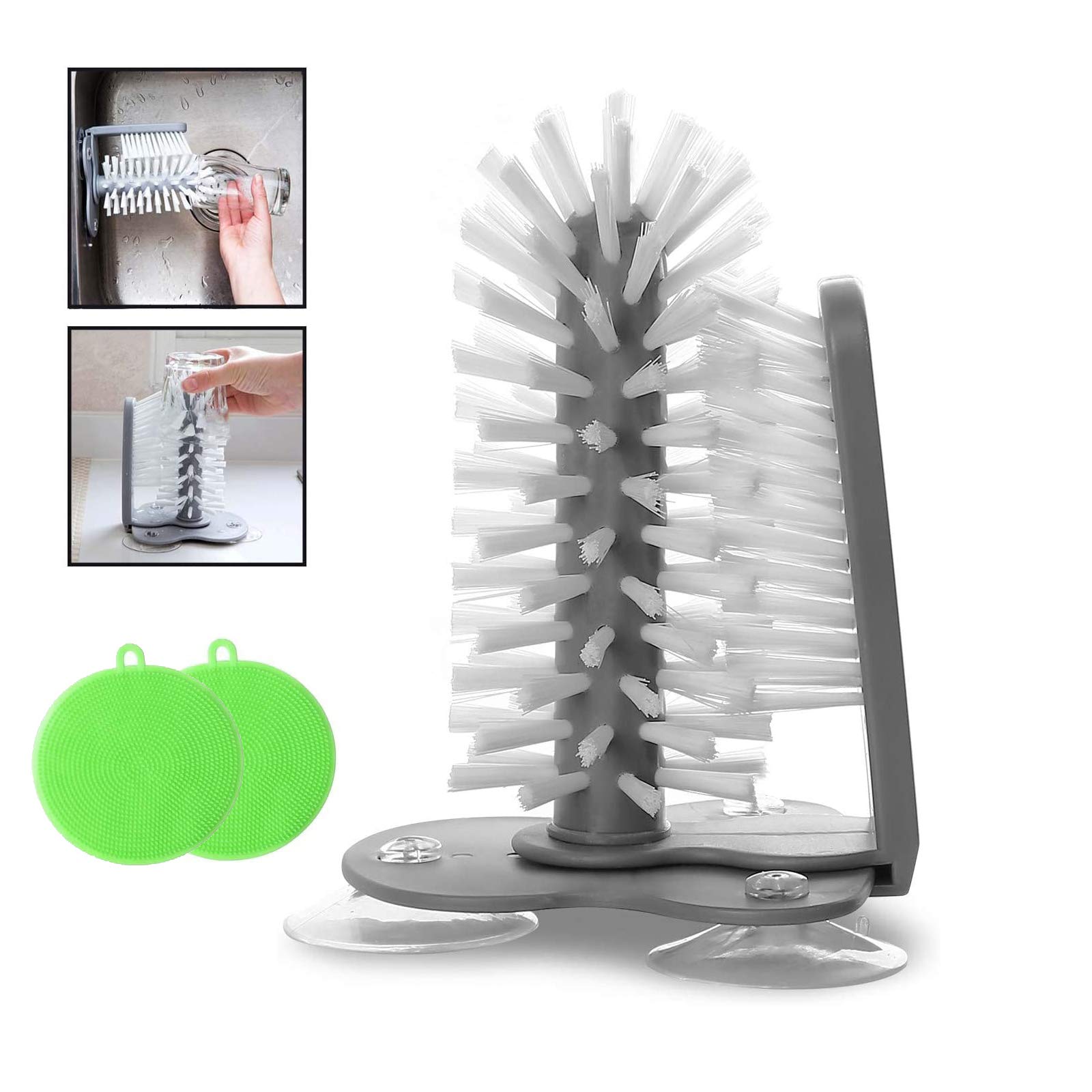 xianzhanEU Goupillon Bouteille: Nettoyage Double Face avec Base d'Aspiration Puissante