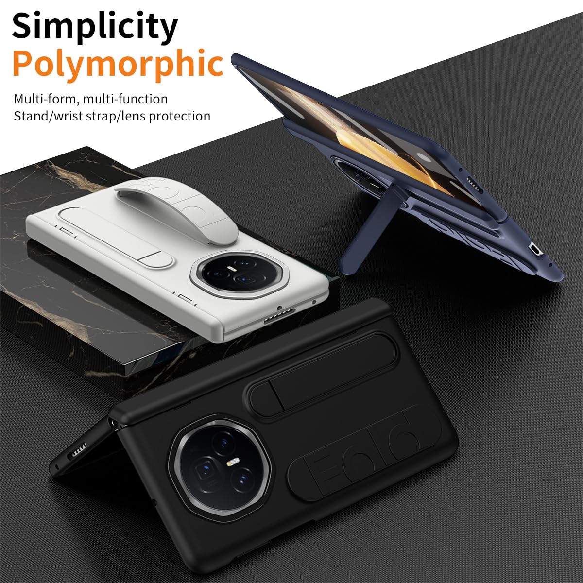 Unichthy Schutzhülle für Honor Magic V3 5G, mit Ständer und integriertem Displayschutz, Handschlaufe, Fingerringschnalle, Scharnierschutz, stoßfeste Schutzhülle für Honor Magic V3 5G, Blau