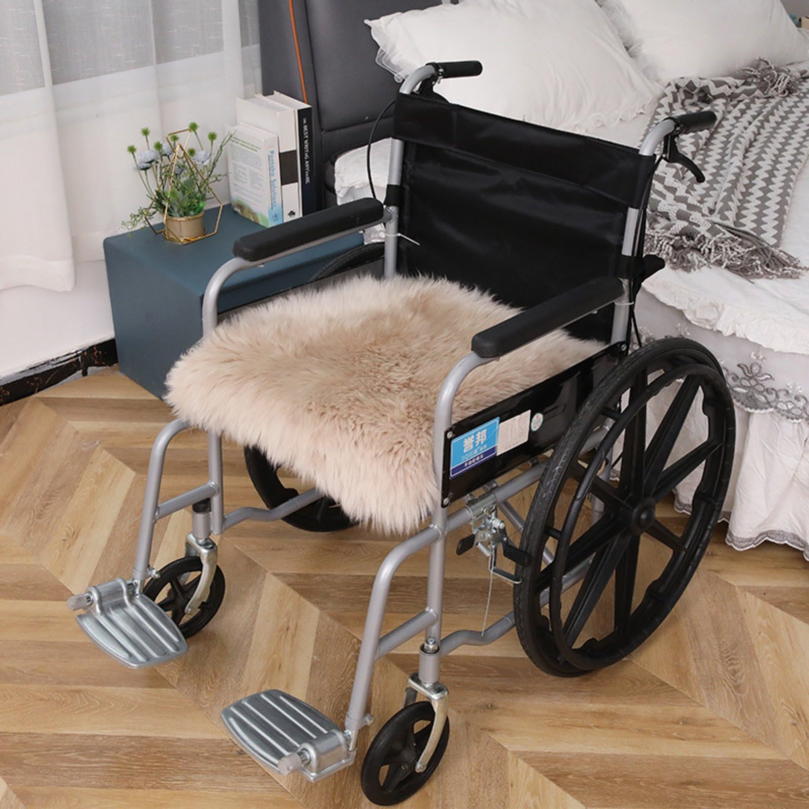 Sheepskin Seat Cushion - Wheelchair Sheepskin Mat Pad Chair Cover Wool Seat Cushion Pad Sheep Skin Cushion Cover for Ultimate Comfort