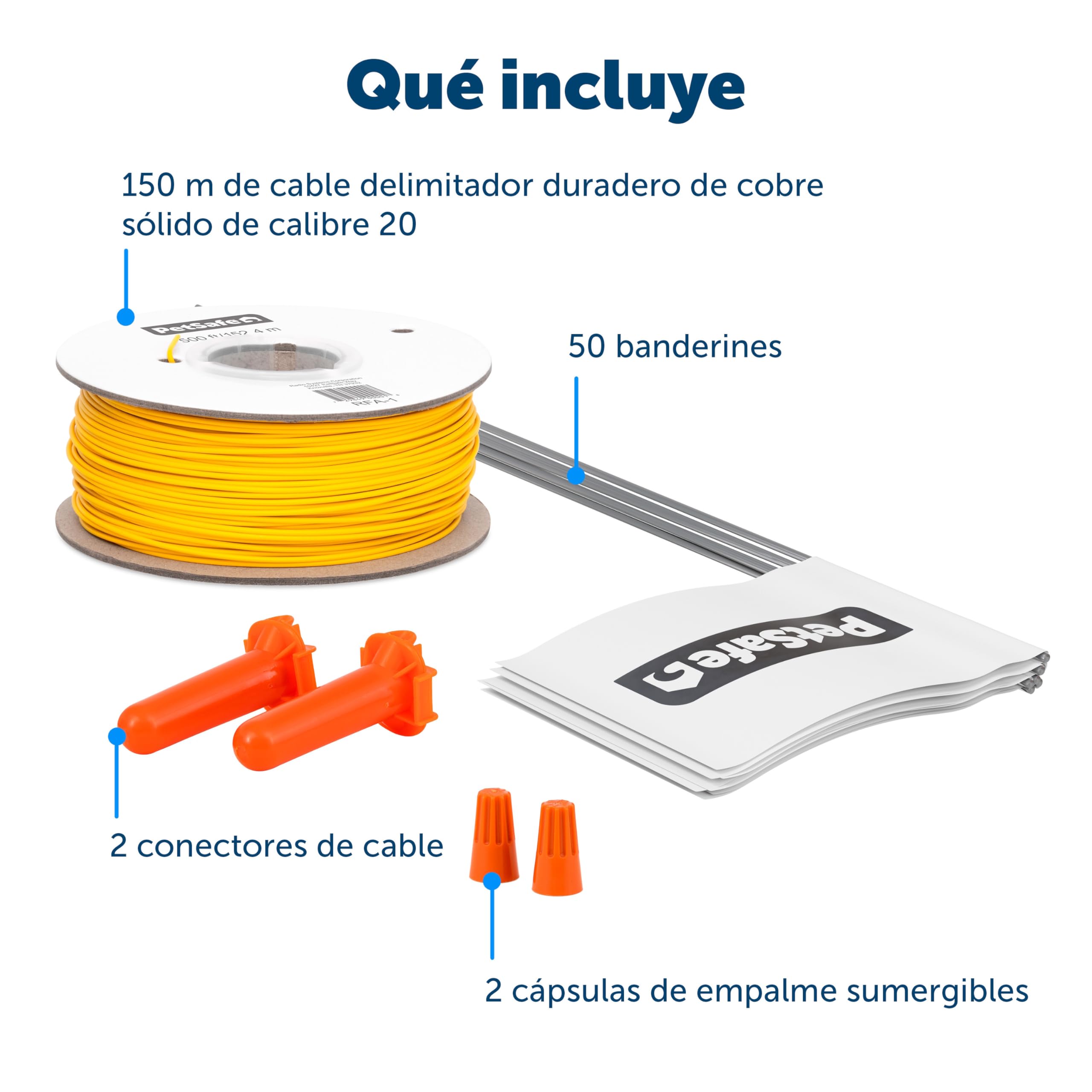PetSafe - Cable Perimetral y Banderines para Vallas Enterradas - Kit de Extensión o Repuesto con Conectores - 152 m