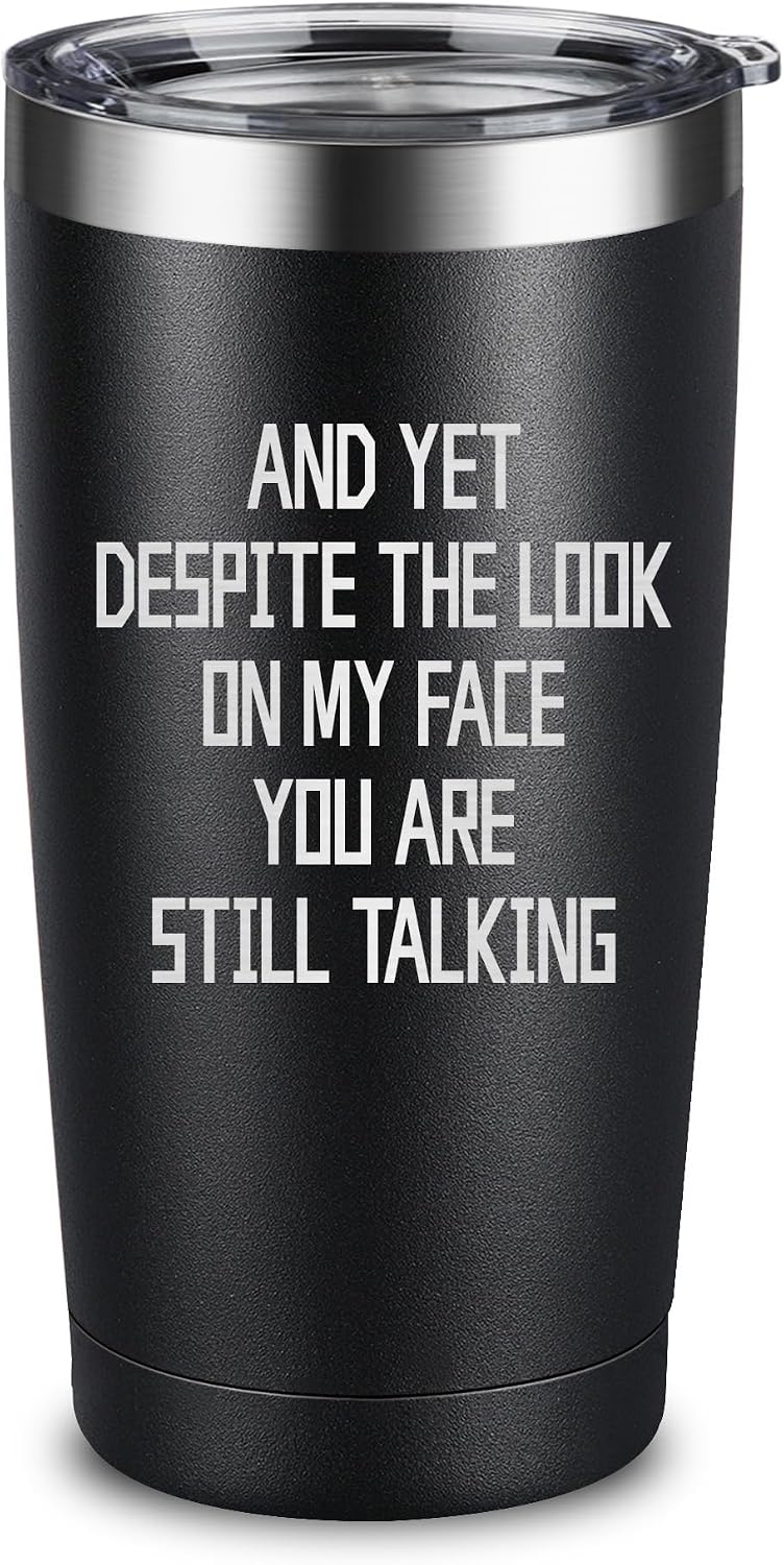 ARIABLE 20oz Funny Tumbler - Laser Engraved Fun Fact I Don't Care - 18/8 Stainless Steel Insulated Travel Cup with Lid - Perfect Sarcastic Gift