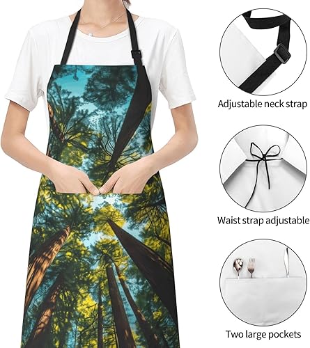 Miniatura 4 de Waterproof Apron With 2 Pockets,Kitchen Chef Aprons Bibs For Cooking Baking Painting Gardening Grooming