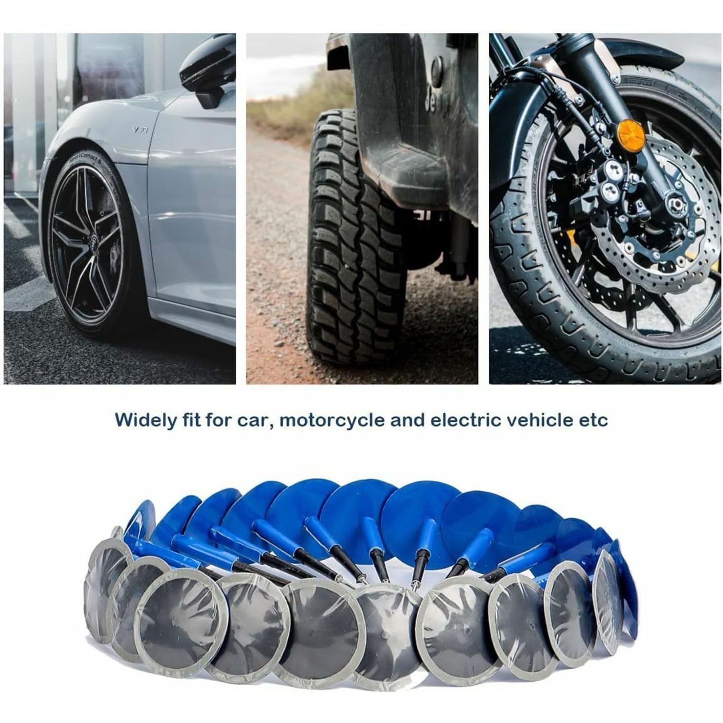 24 Pezzi Toppe di Pneumatici Riparazione, Toppa di Gomma Universale Toppa per Pneumatici Testa A Fungo Riparazione di Pneumatici Forati Accessorio, per Auto Moto Tubeless Patch Gum(36 * 4 mm)
