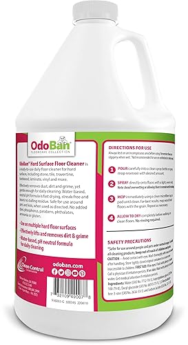 Miniatura 2 de OdoBan Limpiador de suelos de superficie dura listo para usar, fórmula de pH neutro y sin rayas, 2 galones, sin aroma