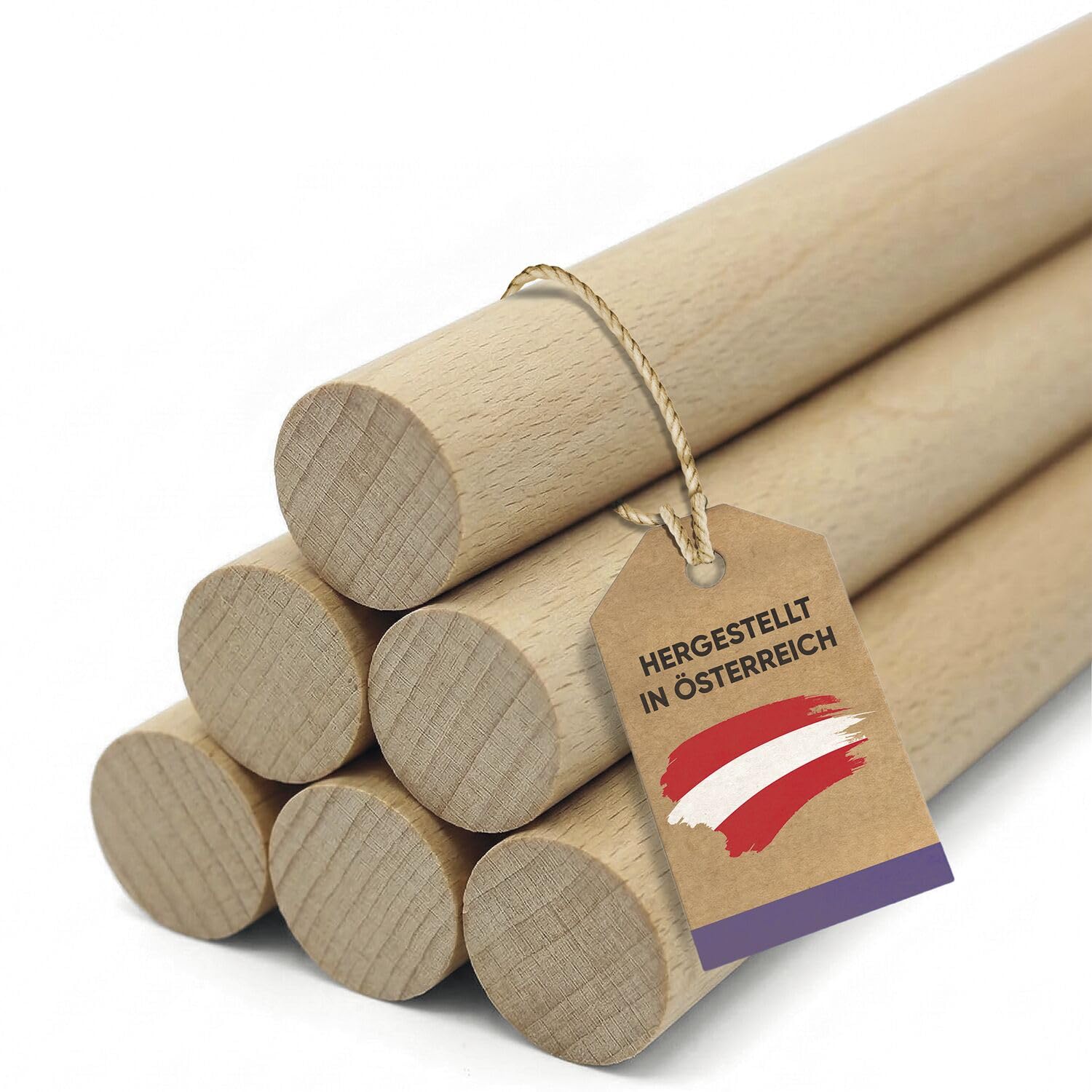 vasalat Bacchette in legno liscio per fai da te, 100 cm x 20 mm, 6 pezzi