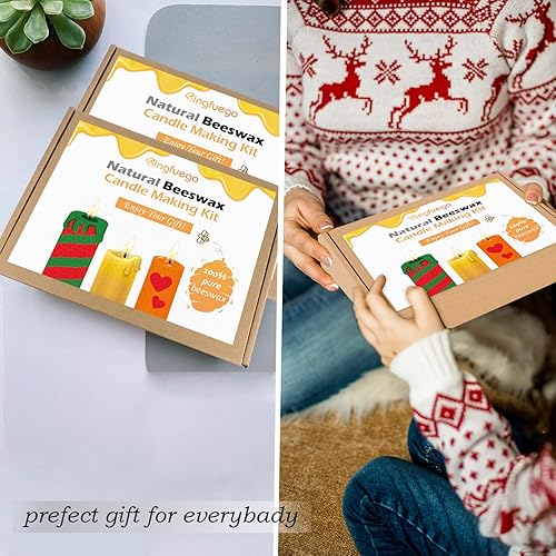 Miniatura 4 de Bingfuego Kit de fabricación de velas de cera de abeja para niños, hojas de cera de abeja de 12 colores para hacer velas, kit de fabricación de