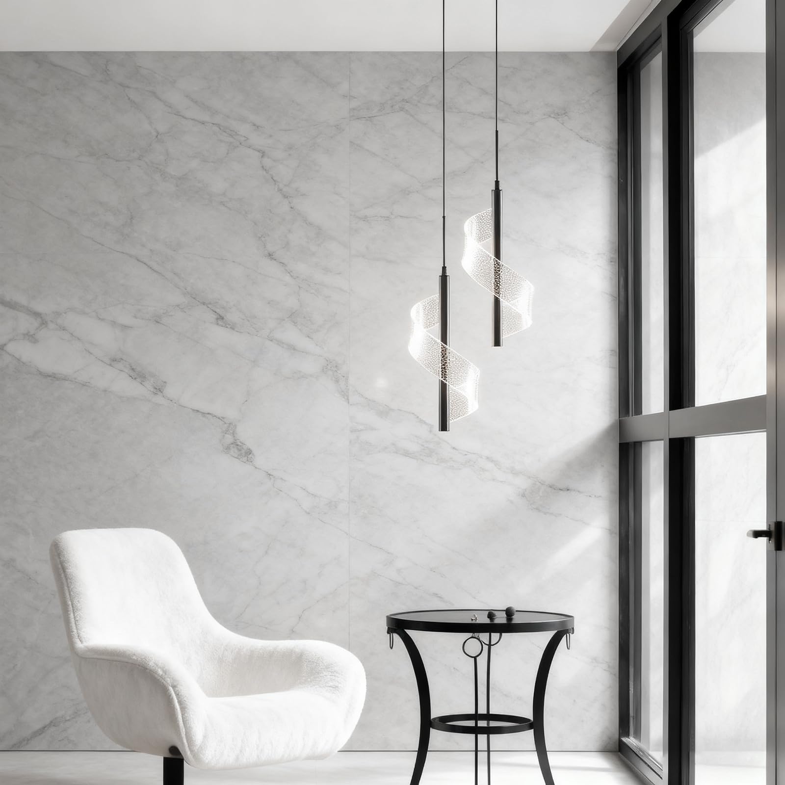 Nowoczesna złota lampa wisząca LED z 2 głowicami, akrylowa wstążka designerska, minimalistyczny żyrandol do kuchni, sypialni, jadalni, 10 W, regulowana wysokość 138 cm
