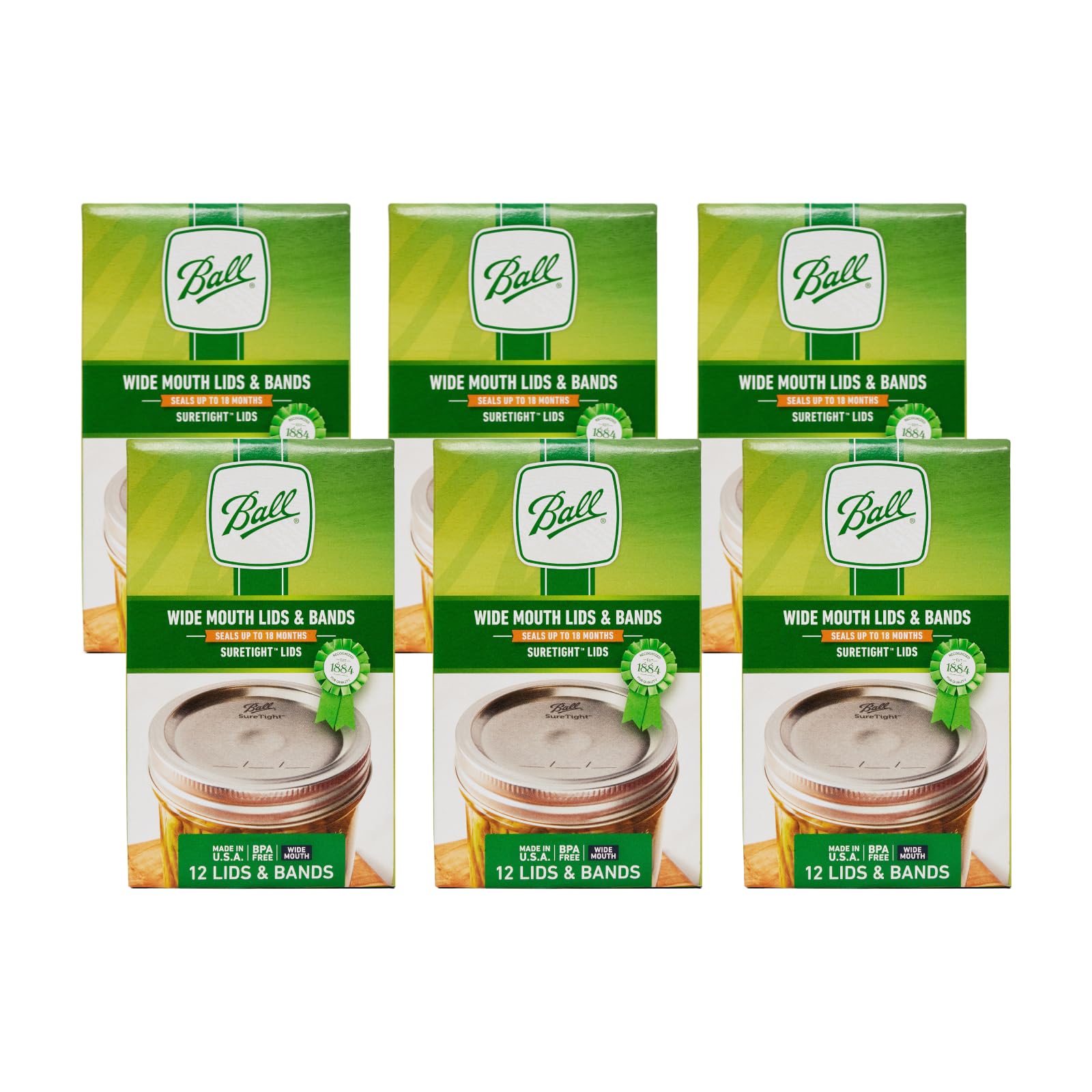 Ball Wide Mouth Lids and Bands Set of 6 Dozen or 72 Lids and 72 Bands