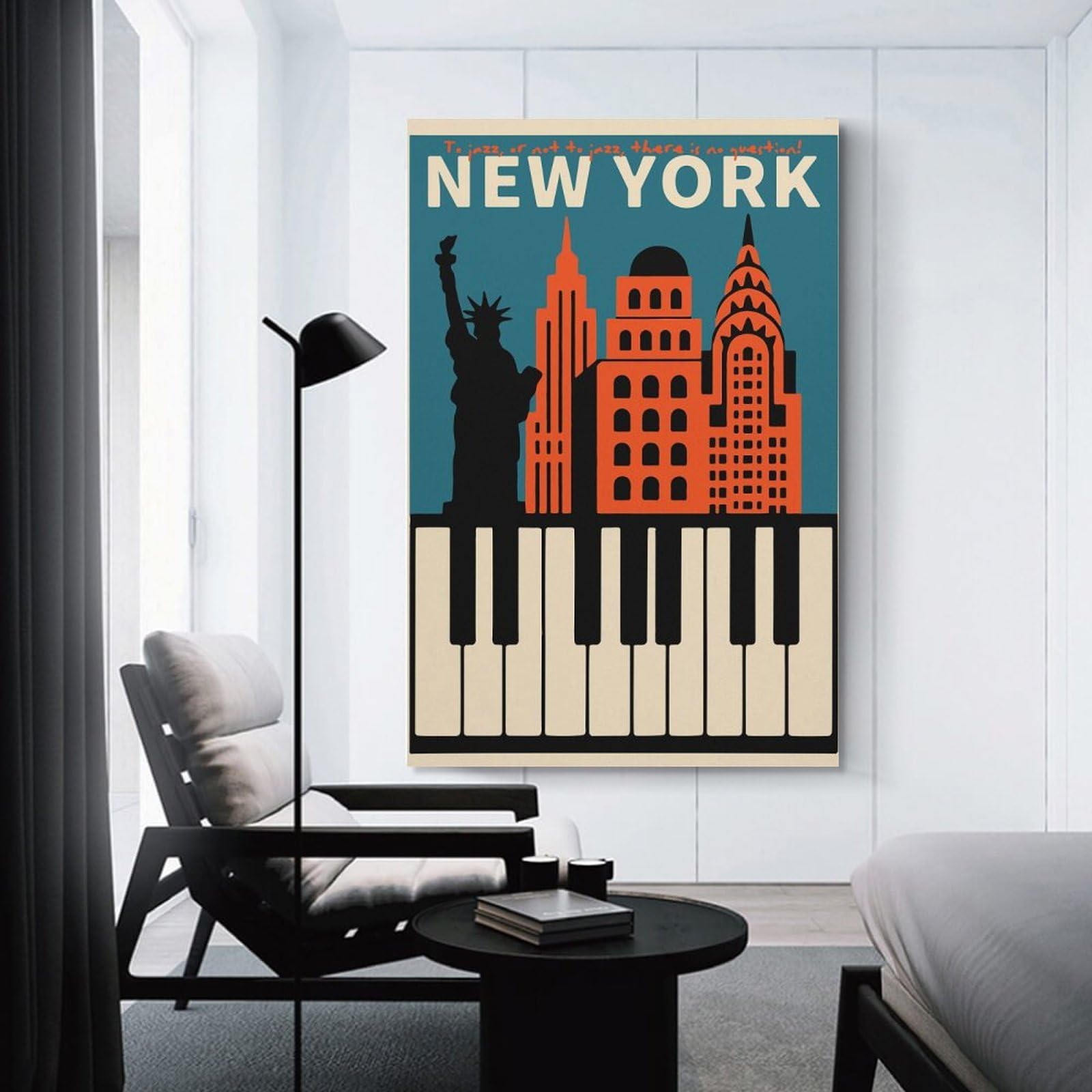 Junmoney New York Jazz Wall Picture Print 20x30inch(50x75cm), for Home Office, Desk Area Or Studio, Home Office Artwork with Decorative Appeal