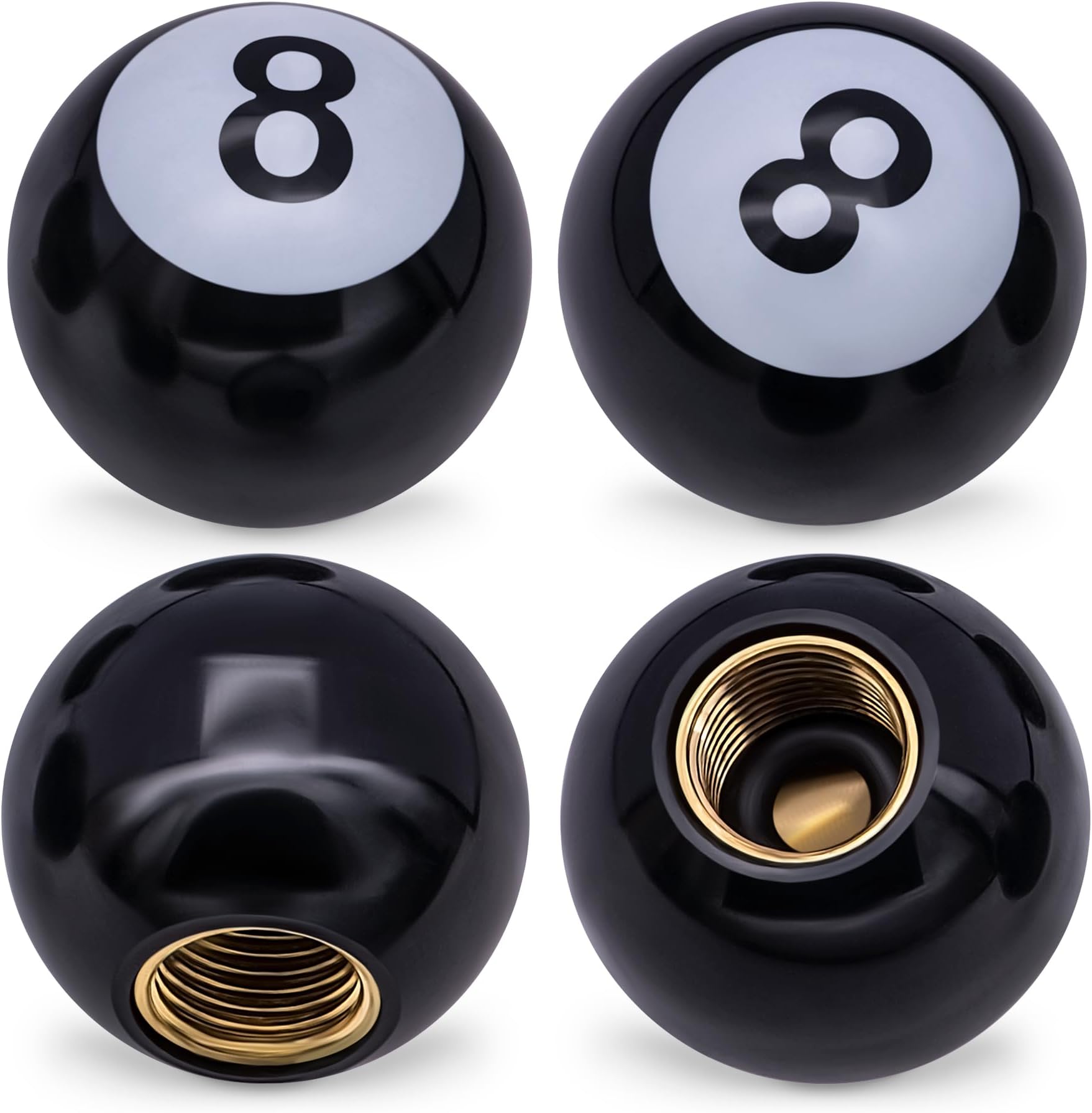 4PCS Pool 8 Ball Style Tire Valve Stem Caps, Universal Copper Core Dustproof Tire Valve Stem Covers for Cars, SUV, Trucks, Bikes, Motorcycles, Bicycles(Black)