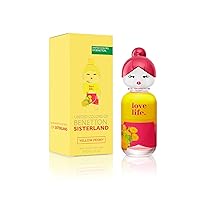 United Colors of Benetton, Sisterland Yellow Peony Eau de Toilette da donna, Lunga durata, Fragranza fresca, moderna e giovanile, Note floreali e fruttate, ottime da indossare di giorno, 80 ml