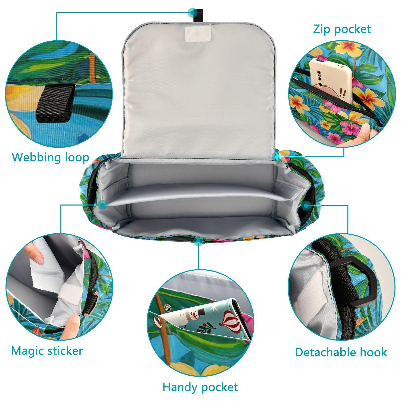 miaozhen Colorful Summer Hawaiian Flowers baby stroller organizer bag large caddy organizer accessory accesorios para carriolas de accesorios para coche de