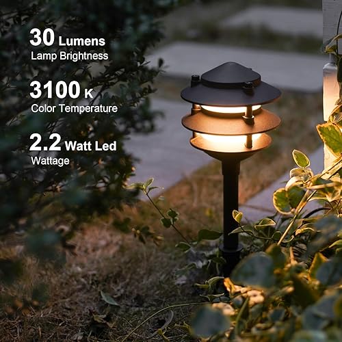Miniatura 2 de GOODSMANN Iluminación de paisaje, 4 unidades, luces de camino de bajo voltaje, 2.2 W, LED, 12 V, CA, luces de paisaje de 30 lúmenes, blanco cálido