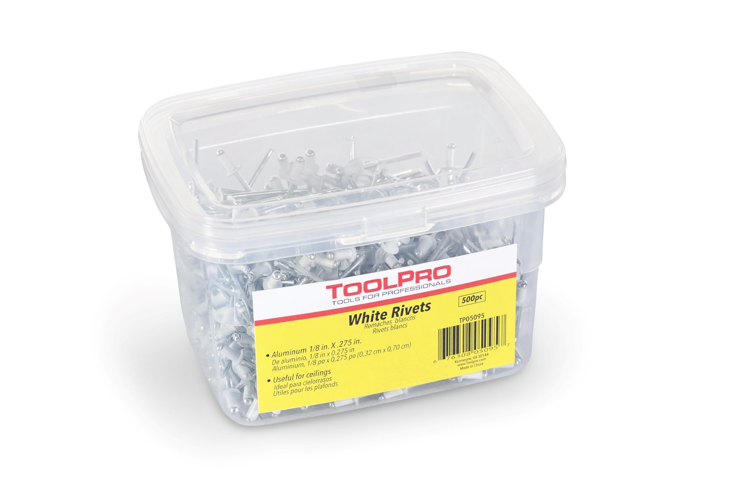 ToolPro Pop Rivets for Ceilings, 1/8" (500, White)