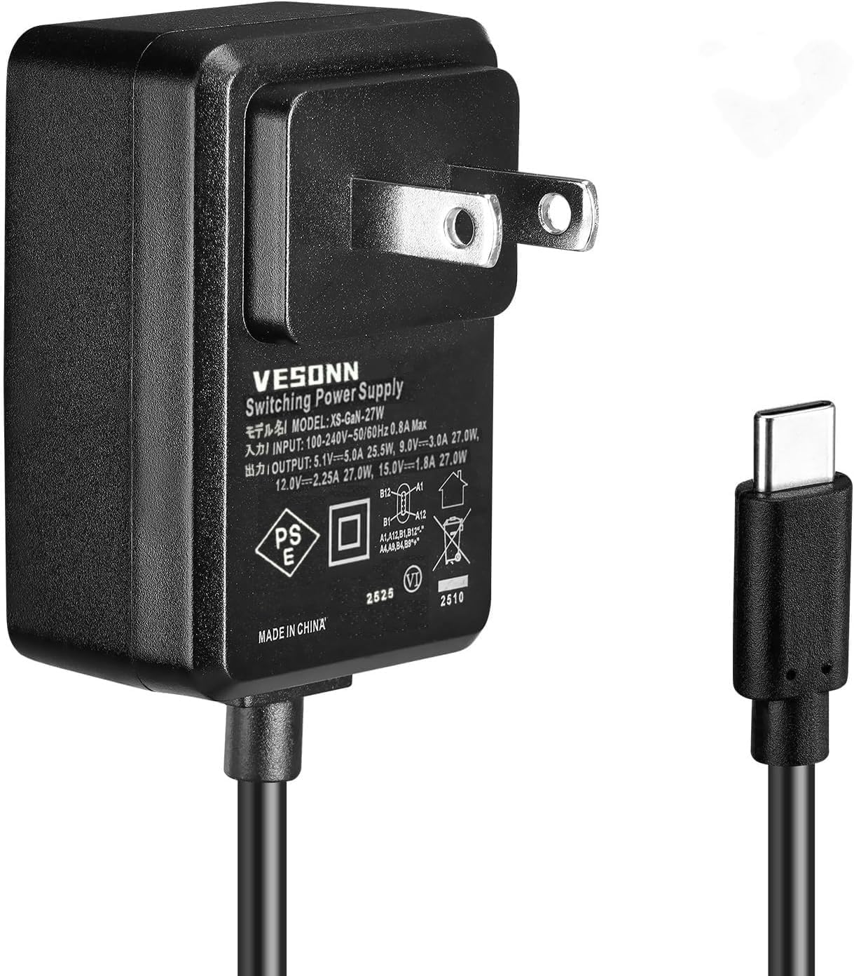 Amazon.co.jp: Vesonn For Raspberry Pi 5 電源 GaN技術搭載 PD 27W