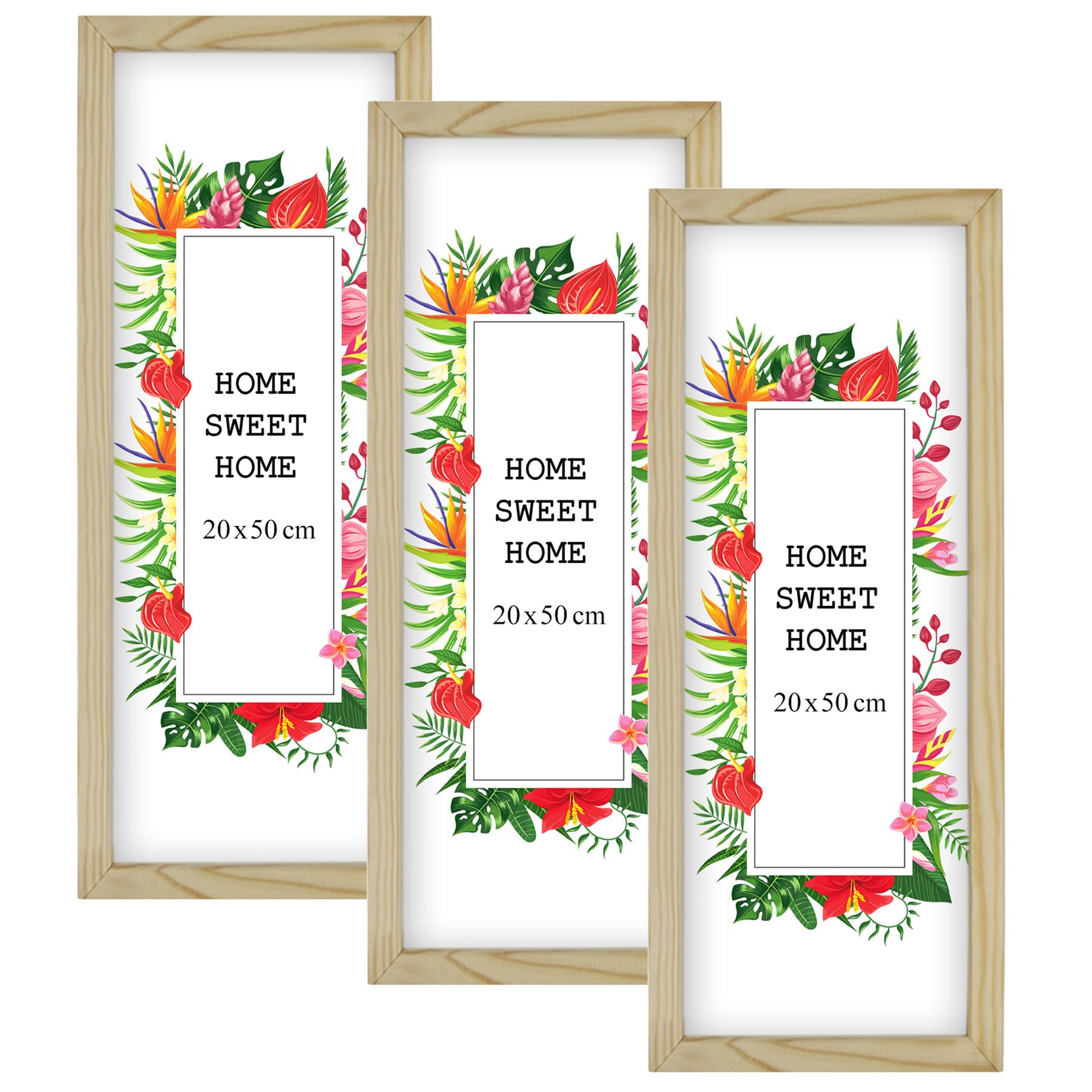 MG Design Set of 3 Wooden Picture Frame 8x10 inch (20x25 cm), Natural Wood Frame with Acrylic Glass, Vertical & Horizontal Hanging – for Photos, Posters, Certificates, Puzzles — image 1