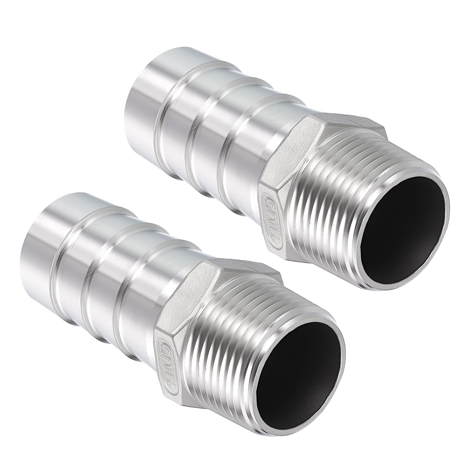 Kozelo Pack of 2 Stainless Steel Hose Barbs Fittings 1" Hose Barbs to 3/4" NPT Male Fittings