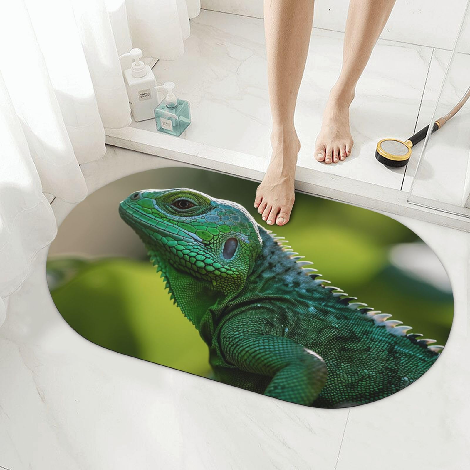 Tapis de bain en terre de diatomée super absorbant et séchage rapide vert