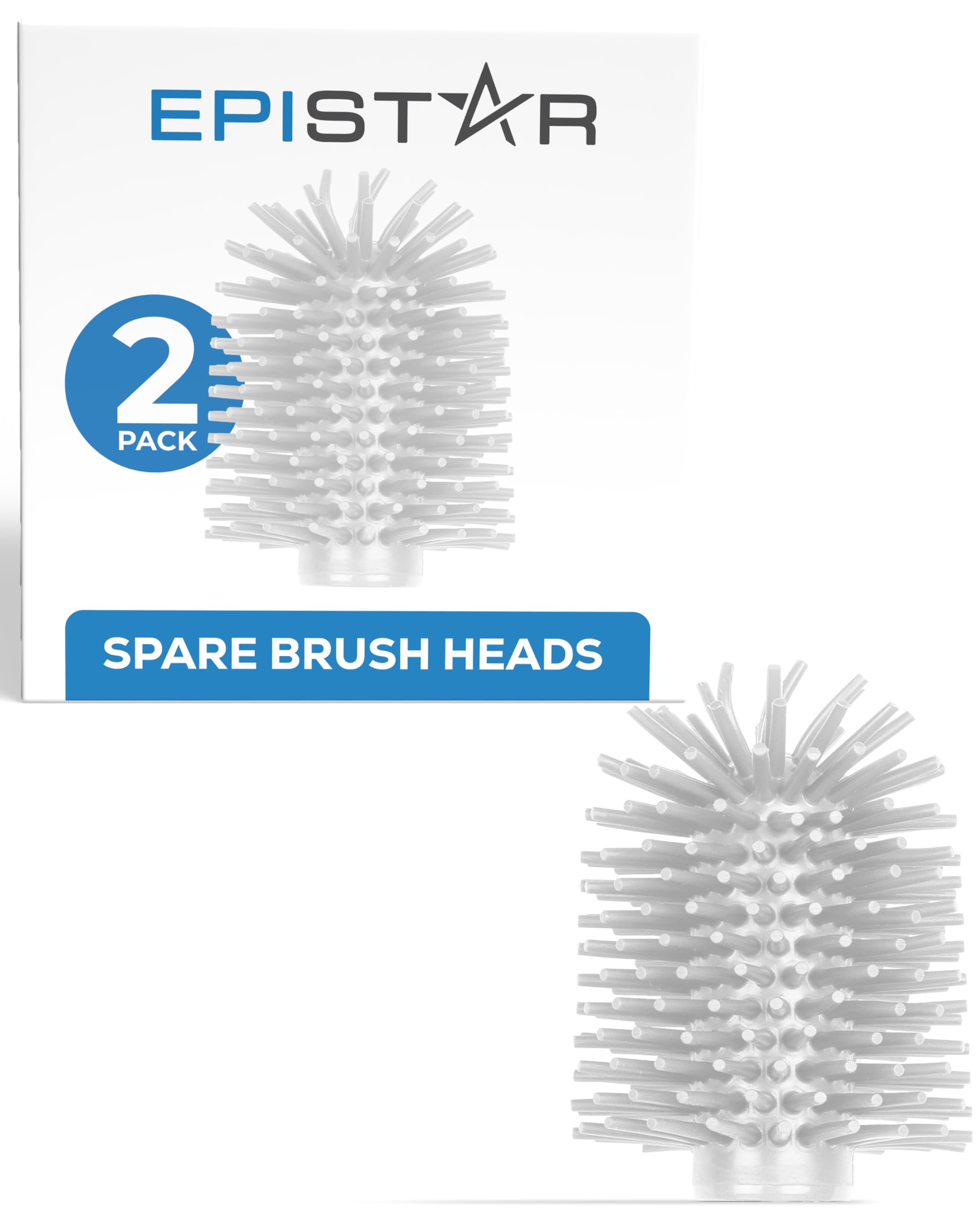 Toilet Brush Replacement Heads - 2 Pack - Spare Silicone Brush Heads - Fits 1.1cm Handle - Replacement Toilet Brush Head - Black - White - Grey (White)