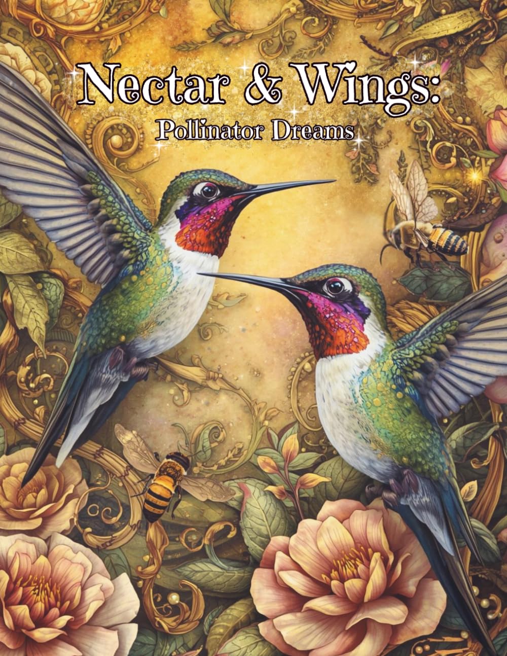 Nectar & Wings: Pollinator Dreams: An Adult Pollinator Coloring Book Featuring Bees, Butterflies, Birds, Bats, Beetles, and Intricate Nature Designs