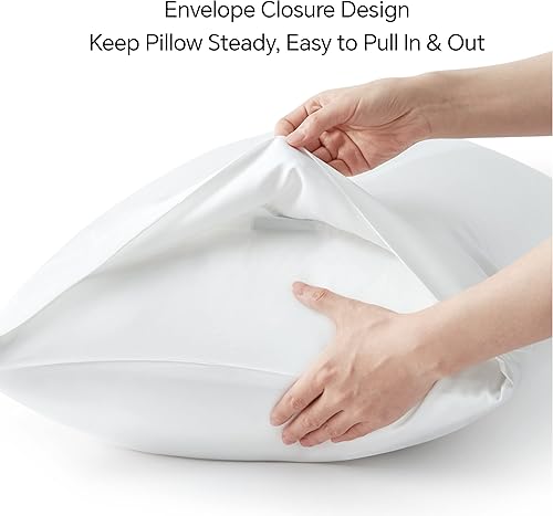 Miniatura 6 de BEDELITE Fundas de almohada refrescantes, rayón derivado del bambú, 2 fundas de almohada de tamaño King (blanco, 20 x 40 pulgadas)
