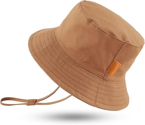 JANGANNSA Sombrero de Sol de Algodón para Bebé Infante Niños Pequeños Niños Niñas Sombreros de Cubo Protección Solar de Verano Gorras de Playa para