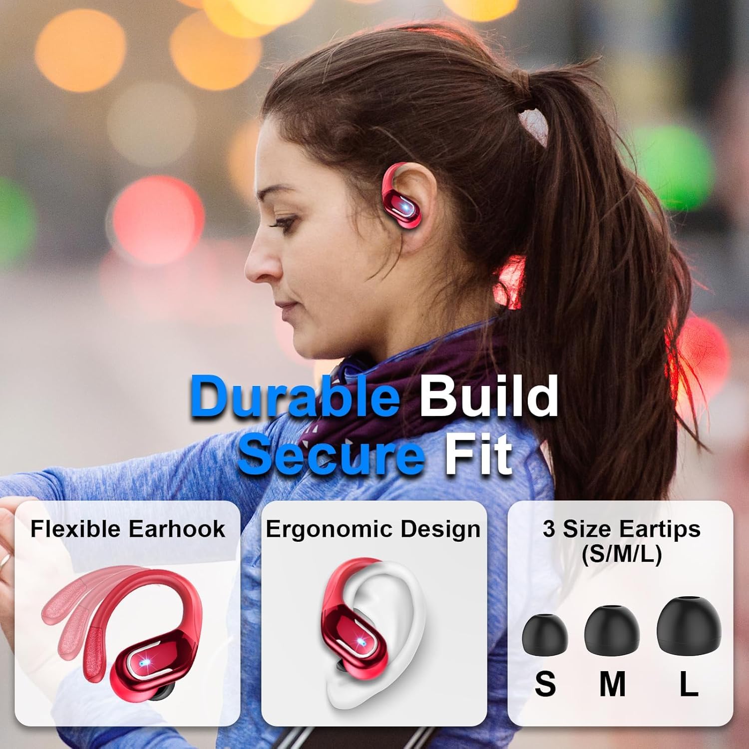 Wireless Earbuds Sport Bluetooth Headphones 5.4, 2025 Bluetooth Earbuds 75Hrs Stereo, 4 HD Mic, Over-Ear Buds with Earhooks ENC Noise Canceling Earphones, IP7 Waterproof Headset for Workout/Running - Image 5