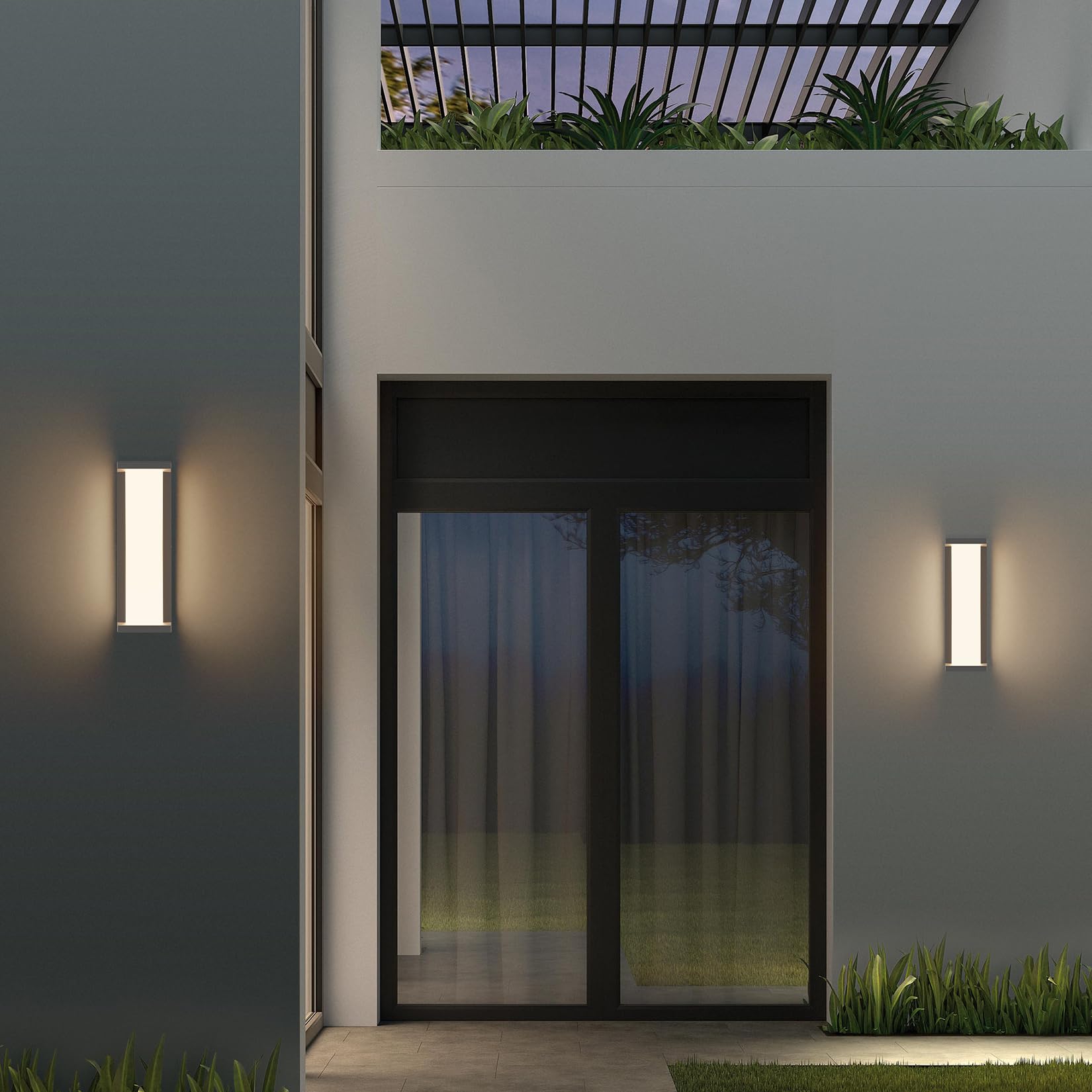 36W LED Lampada da parete per esterni, 3000K Lampada da parete quadrata, 3500lm, IP65 Impermeabile Applique da parete per esterni e interni, balcone, patio. Antracite