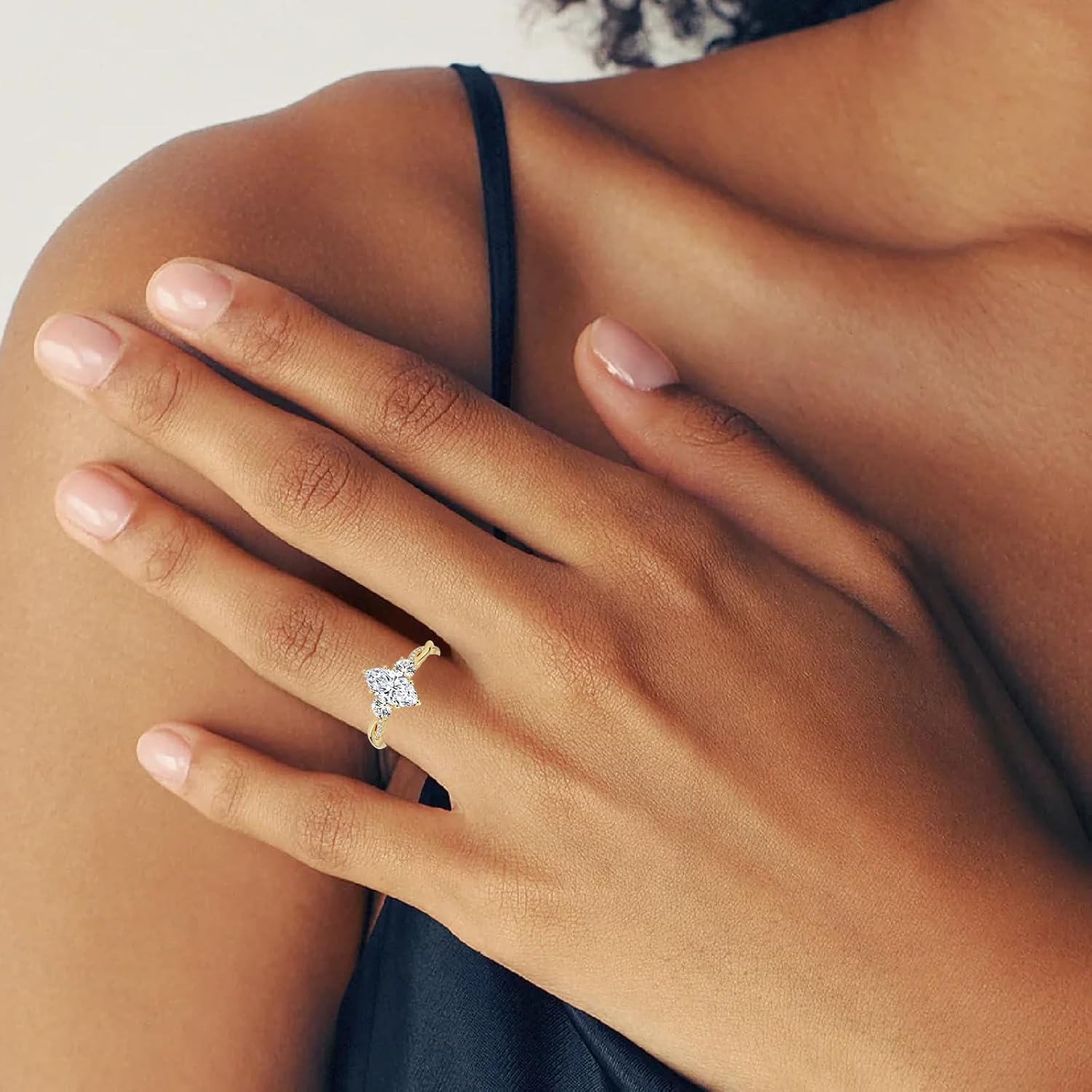10K 14K 18K Gold 3 Stone Moissanite Engagement Rings for Women 2CT Moissanite Infinity Twisted Rings Promise Wedding Anniversary Ring for Her Size 4-15