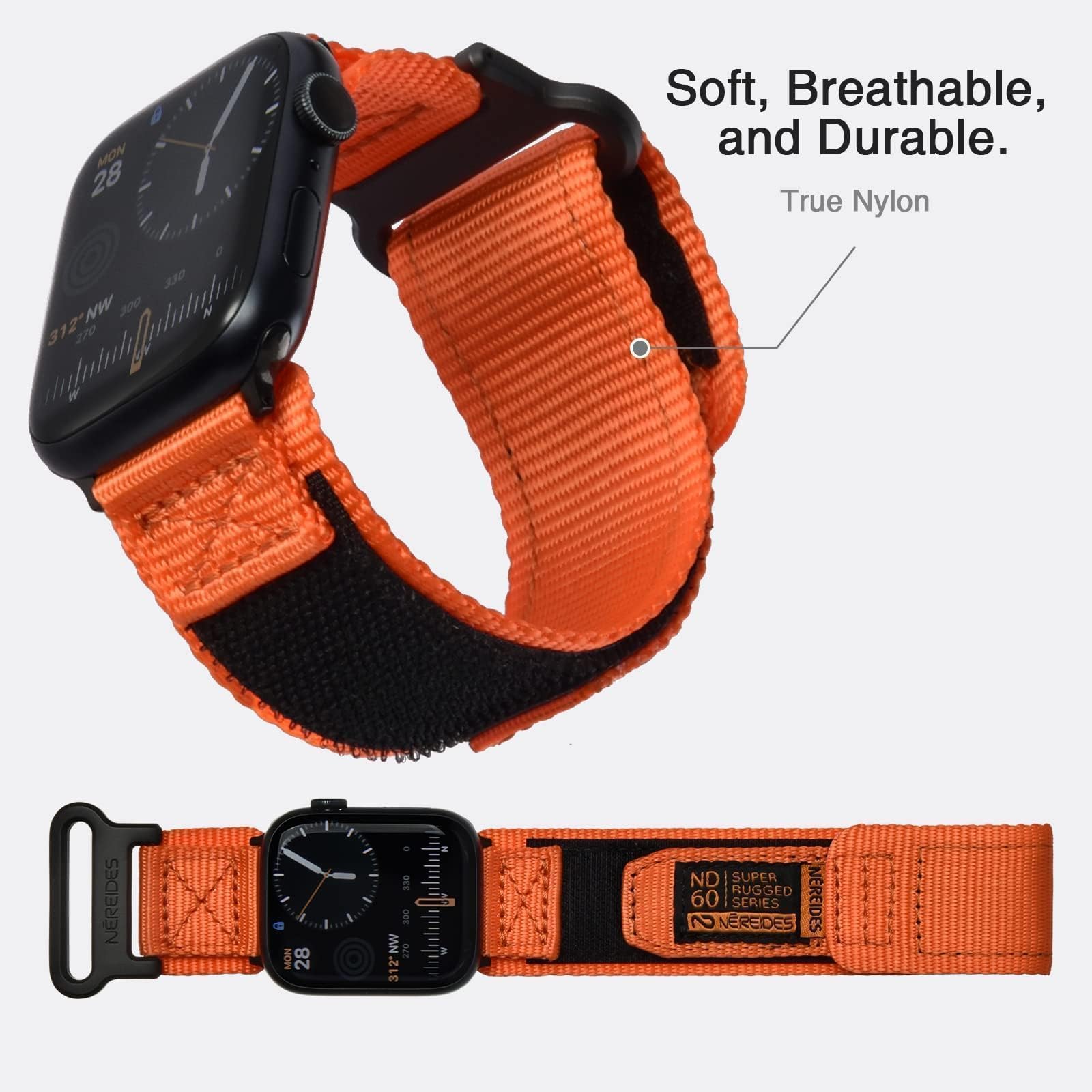 Nereides Compatible con Apple Watch Series 10 Band Series 9/8/7/6/5/4/SE/SE2/Ultra 1/2, correa deportiva de nailon con diseño tejido para 46 mm, 49 mm, 42 mm, 44 mm, 45 mm, 38 mm, 40 mm, 41 mm