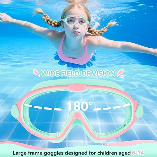 Miniatura 6 de Supertrip Gafas de natación para niños, paquete de 2 gafas de natación con protección UV antivaho para niños de 6 a 14 años