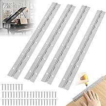 Piano Bar Hinge Set of 4 Stainless Steel Piano Hinge with 48 Screws for Piano Cabinet Doors Boat Cabinets 300x30x1mm Furniture Hinge