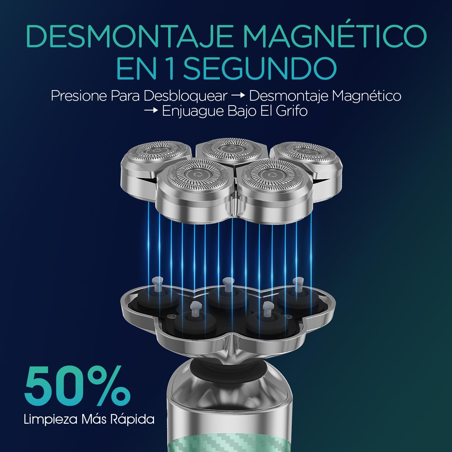 VOYOR Afeitadora Electrica Hombre Recargable Maquina De Afeitar Masculina Con Cabezale Flotante 5D Diseño, Afeitadora Uso En Seco Y Húmedo, Maquina Afeitar Hombre Pantalla LED TX500 (Verde)