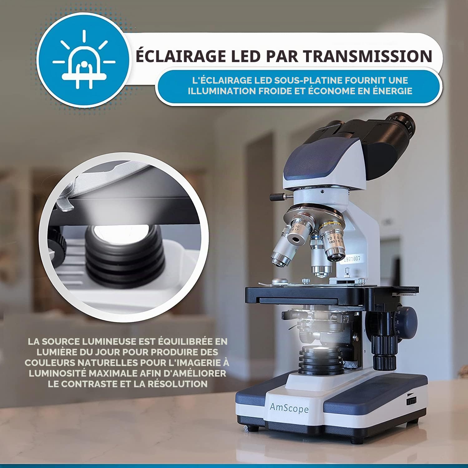 AmScope - 40X-2500X LED Lab Binocular Compound Microscope with 3D-Stage - B120C