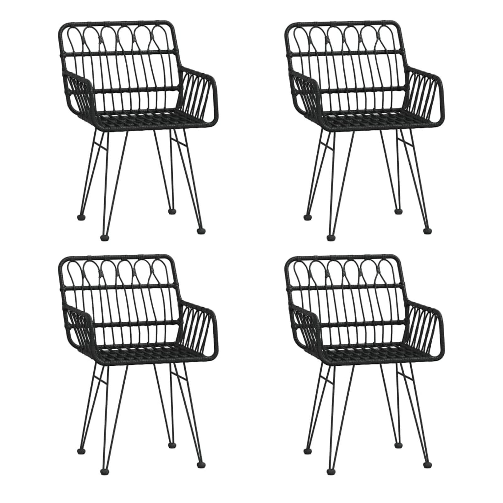 3157868 Set da Pranzo da Giardino 5 pz Nero in Polyrattan Testata in Legno,Testata Letto Matrimoniale Muebles Dormitorio Spalliera Letto Testiere per Letto Matrimoniale
