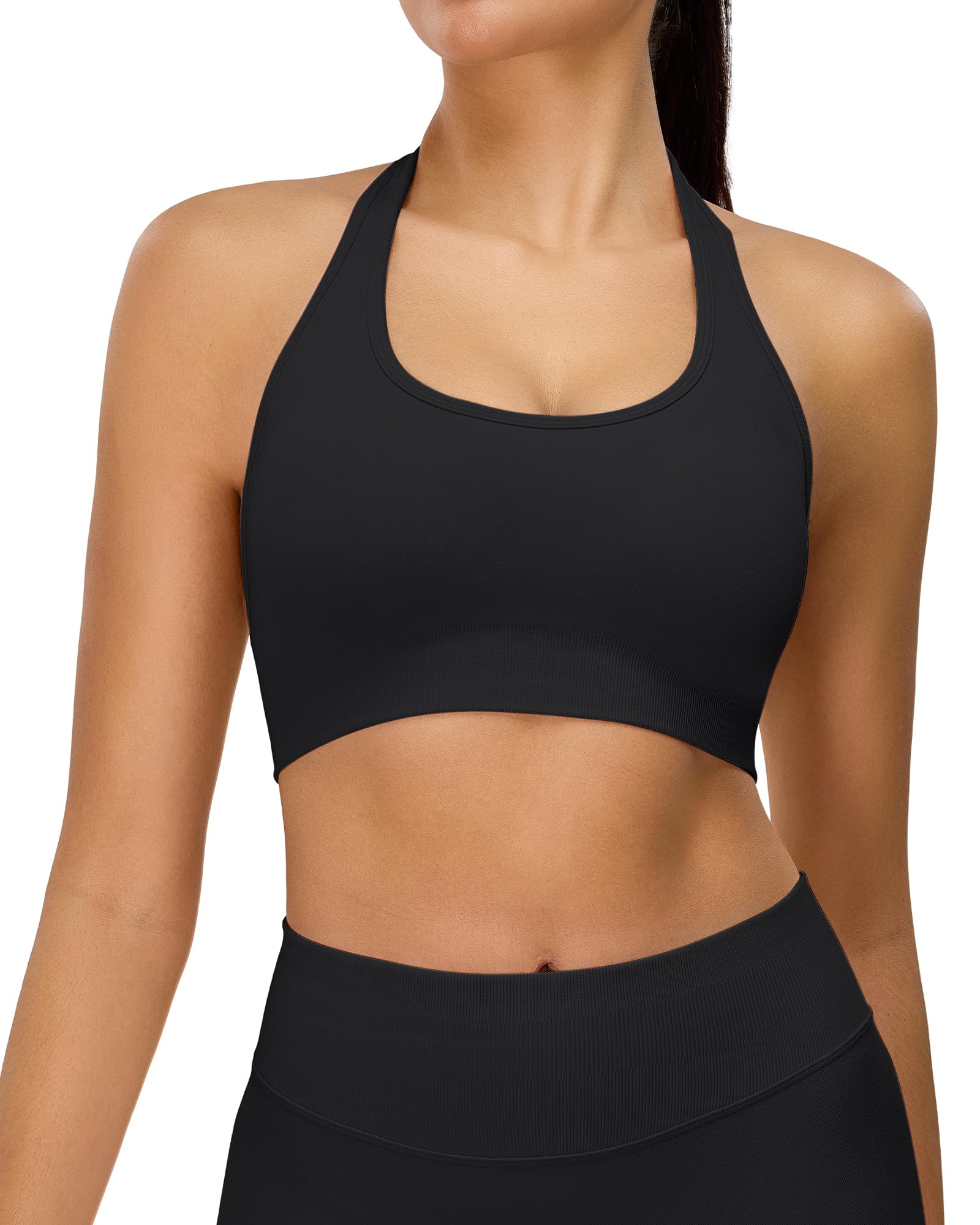 TAYOEA Neckholder BH Damen Starker Halt Push Up Sport Bra Ohne Bügel mit Abnehmbarer Polsterung & Rückenfrei Für Gym Yoga Laufen und Alltag
