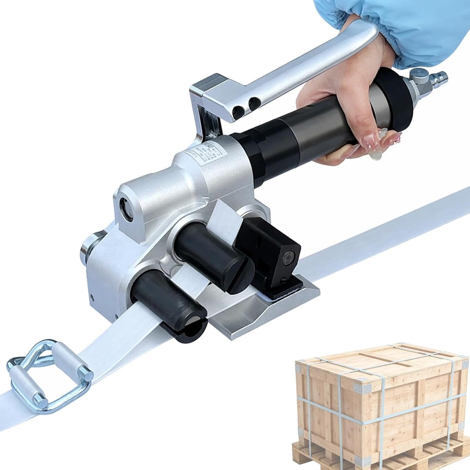 VILA SMO Handheld Pneumatic Strapping Machine, Pneumatic Industrial Packaging Machine, With Strong Alloy Blade, 7500n Max Tension, For 0.7-1.9" Polyester Cord Strap.