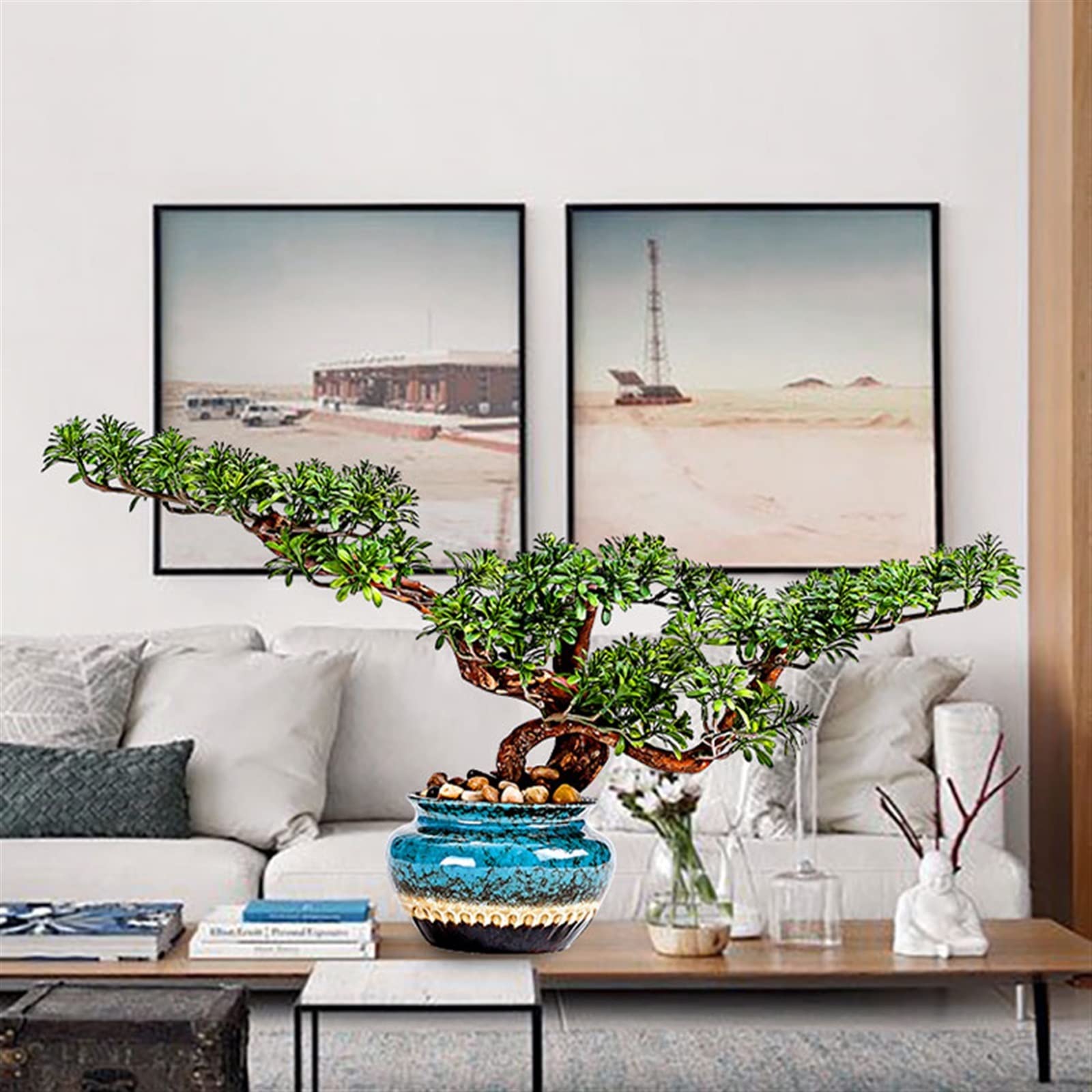 Symulowane rośliny doniczkowe Sztuczne rośliny Zen sztuczne drzewo Bonsai ceramiczne doniczkowe sztuczna sosna Bonsai sztuczny ogród sztuczna roślina do domowego biura wystawa wewnętrzna Dekoracje wnę