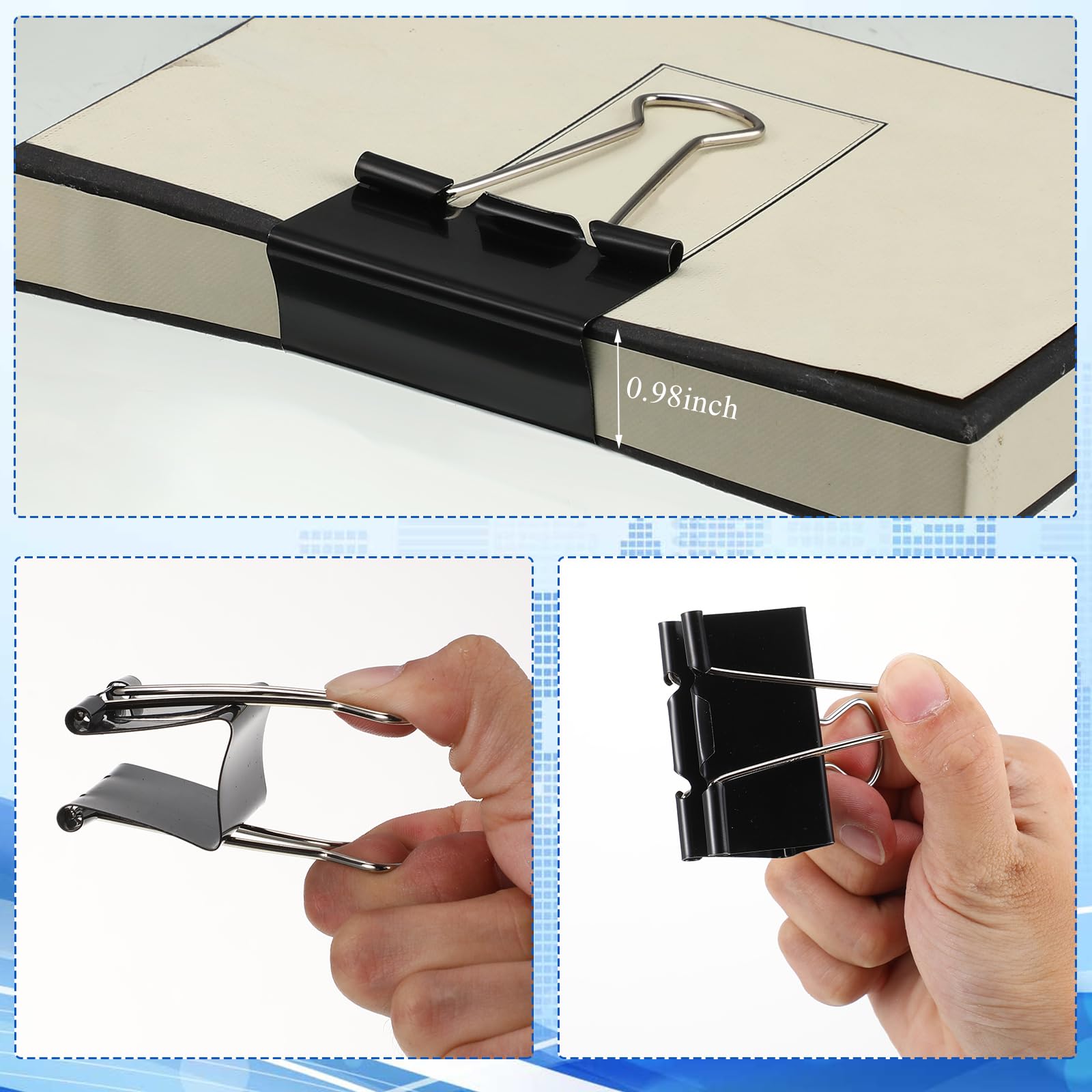 Jetec 200 Stück extra große Binder-Clips aus Metall, Bürobedarf, schwarze Papierklemmen für Lehrer, Studenten, Schule, Klassenzimmer, Büro, Geschäftsbedarf (5,1 cm)