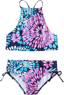 Girls Swimsuit Kids Two Piece Bathing Suit Toddler Swimwear Bikini Tankini Beach Rash Guard 4-14Y