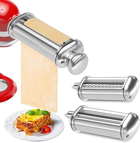 Máquina de pasta para accesorios y accesorios de ayuda de cocina, 3 piezas de accesorios de pasta para mezcladores Kitchenaid, rodillo de hoja de