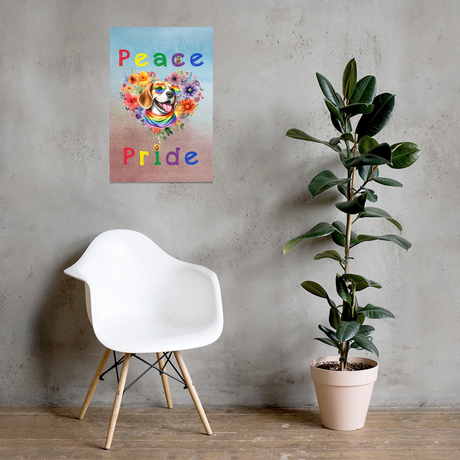 Ninety3POD Peace Love Pride Beagle with Rainbow Sunglasses LGBT LGBTQ+ Portrait Poster Beagles Dog Lover Gifts Idea Wall Art Home Decor - 004