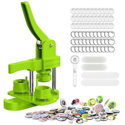 Aiment 32mm Button Maker Kit – 1.25 Inch Button Maker Pin Badge Press Machine with 100PCS Button Parts & Circle Cutter & Cutting Mat, Perfect for DIY Crafts & Personalized Gifts - 32mm