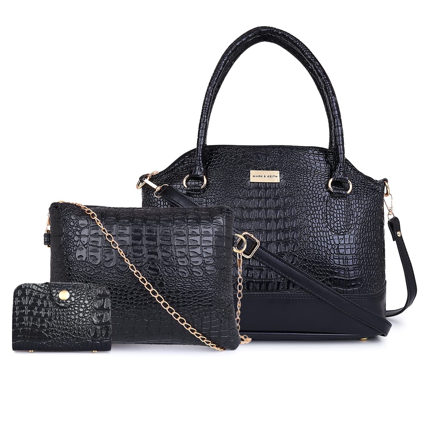 MARK & KEITH Womens Glossy Croc Textured Combo handbag |Trendy Casual shoulder bag ladies purse (Black) (B0BXLMTSMQ) Amazon Price History, Amazon Price Tracker