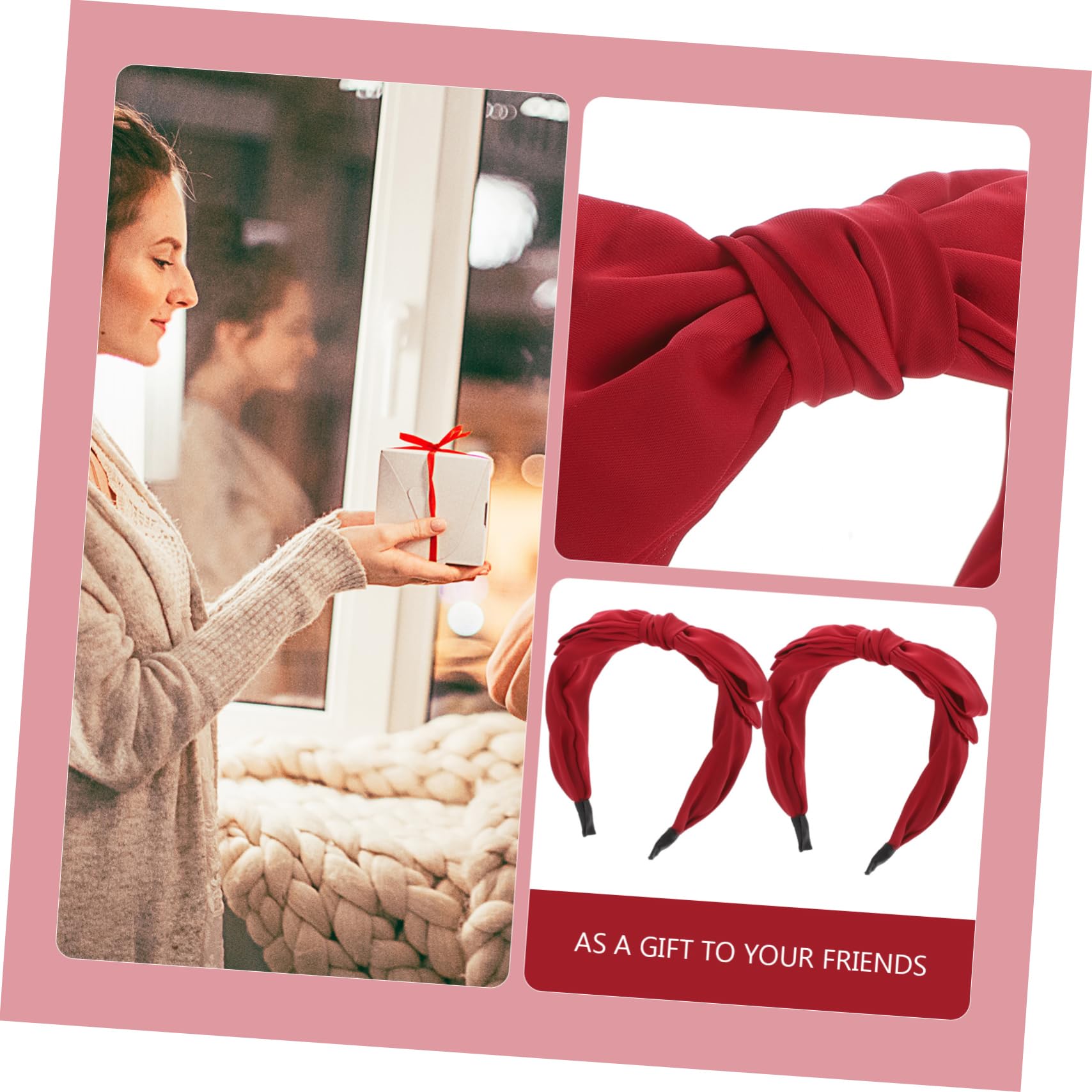 FRCOLOR 8 Piezas diadema con lazo diademas de lazo de navidad diadema versátil lazos rojos chica coleteros scrunchies Decoración del cabello de las mujeres. diademas anchas tela