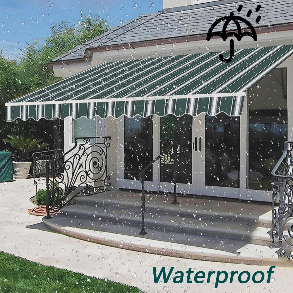 Wysuwana tkanina zastępcza do markizy, poliester, w paski, do ogrodu, na patio i do ogrodu, 250 x 150 cm