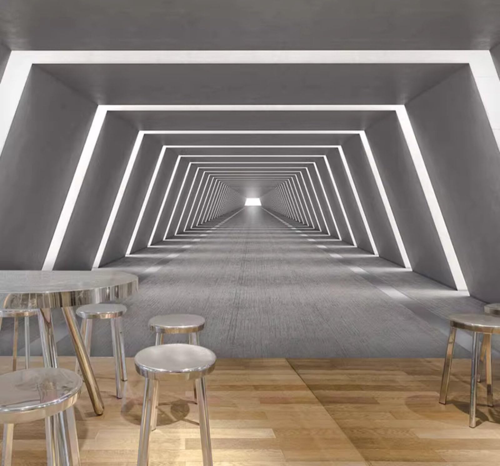 Wallpaper-3D-Xlm 250Cm×170Cm(B×H) Visual Extension Industrial Style Geometric Concrete Walls Tunnel 3D Wallpaper Easy Install Feature Office Living Room Sofa Bedroom Tv Background Wall Decoration-250Cm×170Cm