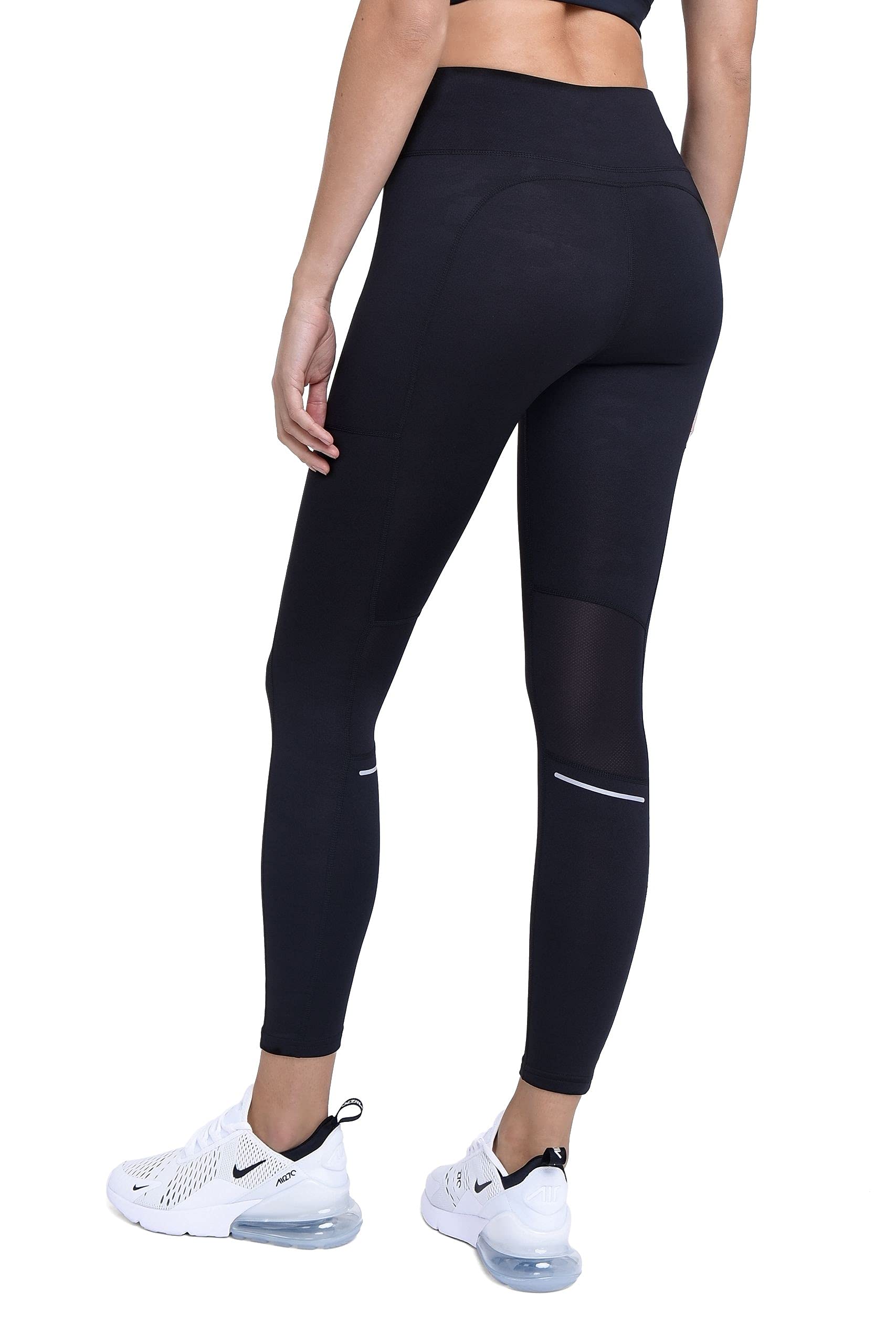 TCA Women's SuperThermal Performance Workout High Waisted Running Training Tights Leggings with Pocket - Black Combat, XS