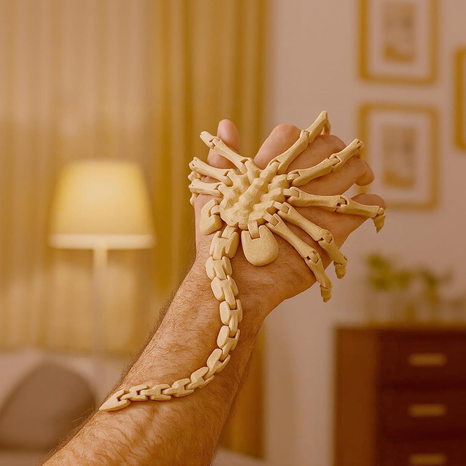 Yipintang 1/4 Scale Poseable Facehugger Model, 12-Inch 3D Printed Action Figure Accessory for Alien Collectibles, Diorama, Display, and Horror Scene Decoration
